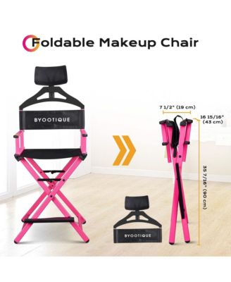 28" Height Tall Director Chair Folding Artist Makeup Head Rest Pink
