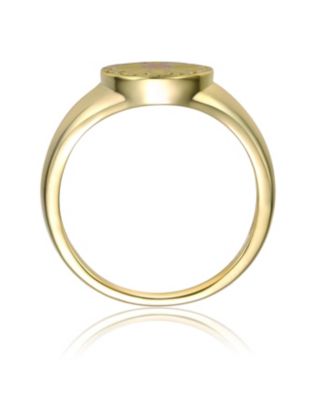 14k Yellow Gold Plated Modern Rings with Yellow Flower Enamel