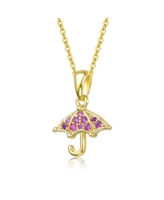 White Gold Plated Cubic Zirconia Raindrop Umbrella Pendant Charm