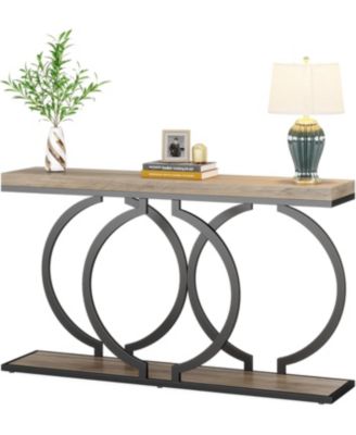 Industrial Console Table, 55 inch Wood Entryway Table Narrow Long Sofa Table, Rustic Accent Table