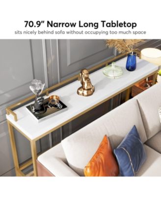 70.9 inch Extra Long Sofa Table Rustic Industrial Console Table Behind Couch, Narrow Entryway Hallway Table Skinny Sofa Bar Table for Living Room (Brown)