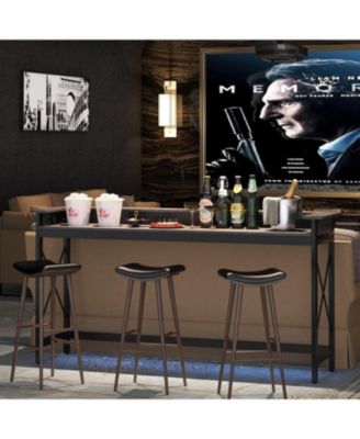 Console Table, 70.9-Inch Engineered Wood and Metal, Extra Long Design with Outlets, USB Ports, and Charging Station, Sofa Table