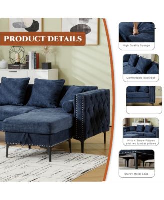 Chenille L-Sectional Sofa with Storage Ottoman