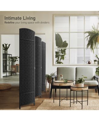 Extra Wide Double Hinged Panels Mesh Hand-Woven Design Room Divider