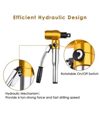 6 Ton Hydraulic Knockout Punch Set 6 Dies (1/2" to 2") Hole Puncher Tool Kit 11-gauge with Rotatable Head
