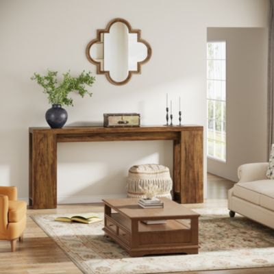 70.9-Inch Long Console Table, Farmhouse Wooden Entryway Sofa Table Behind Couch, Narrow Entry Console