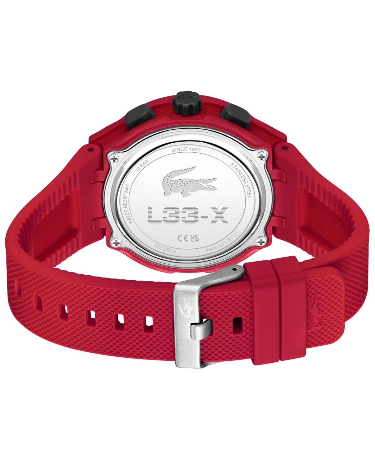Lacoste Men's Lc33 Red Silicone Strap Watch 45mm In Red