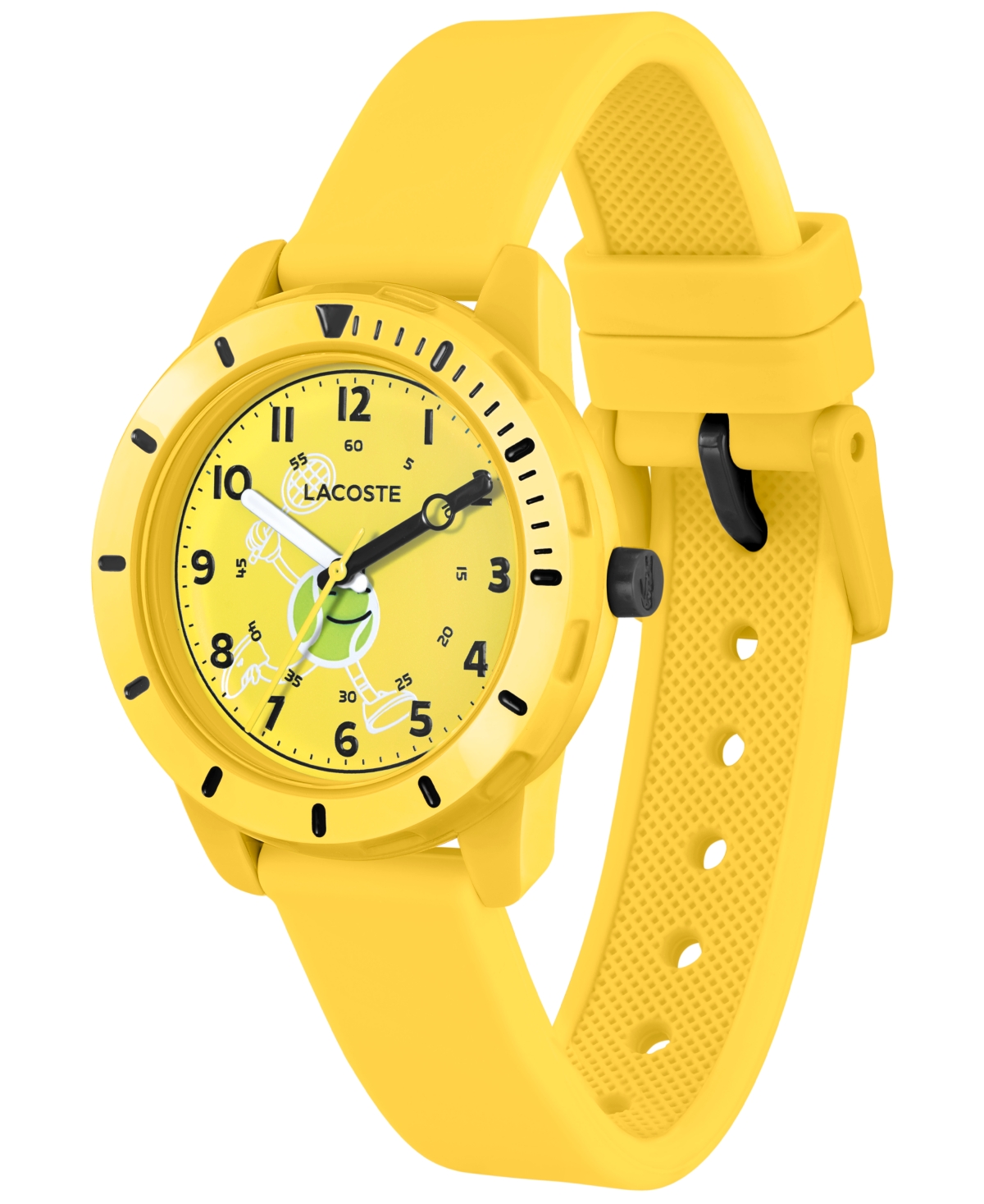 Lacoste Kids Mini Tennis Yellow Silicone Strap Watch 34.5mm In Yellow