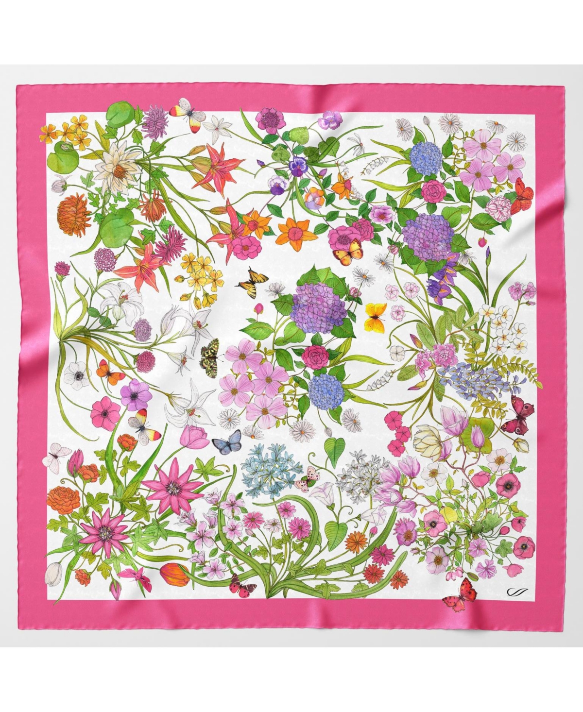 Flora - Hand Rolled Silk Foulard for Women - Berry