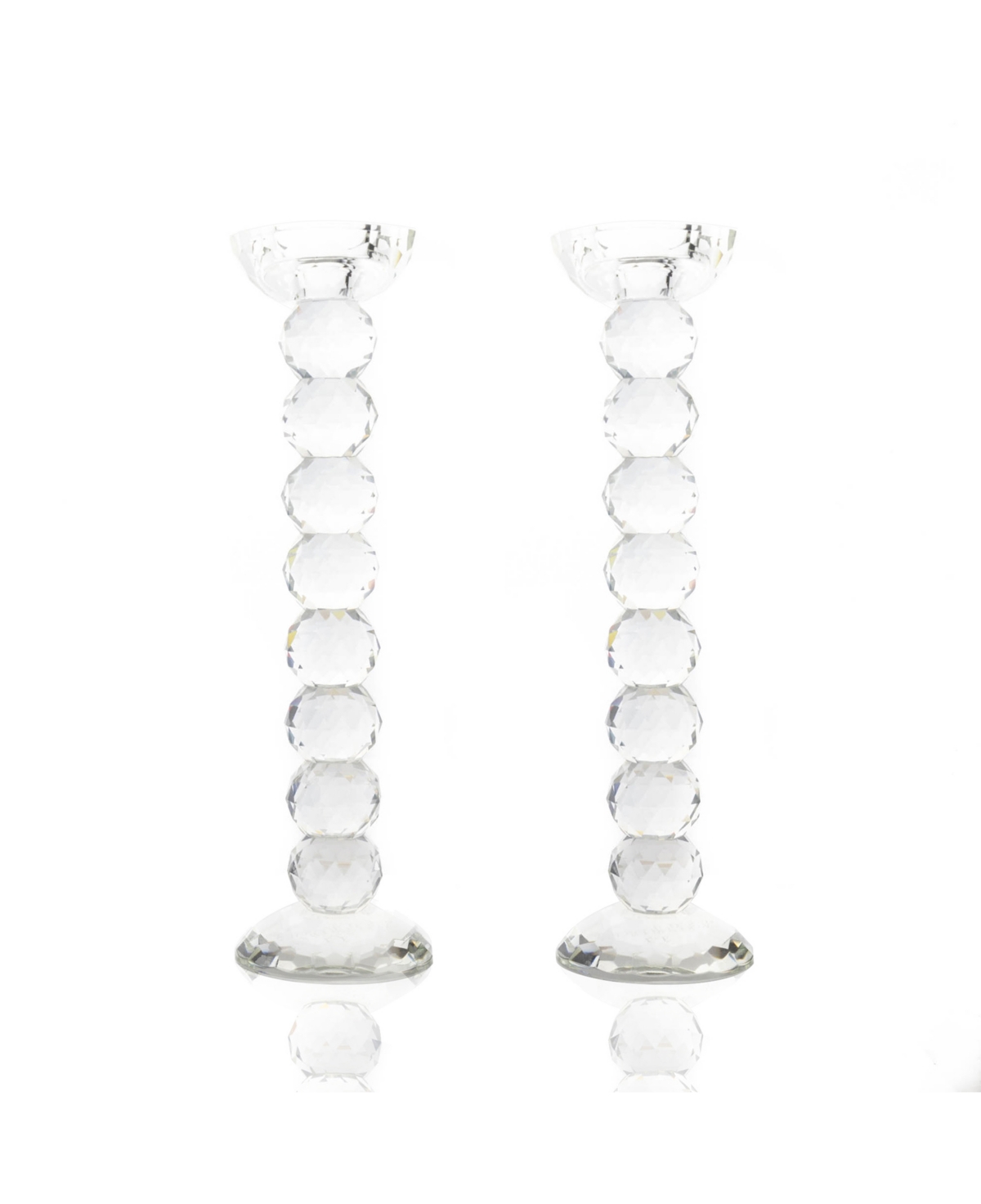 Lainy Home Pair Of 12" Crystal Ball Candlesticks, Set Of 2 In Clear