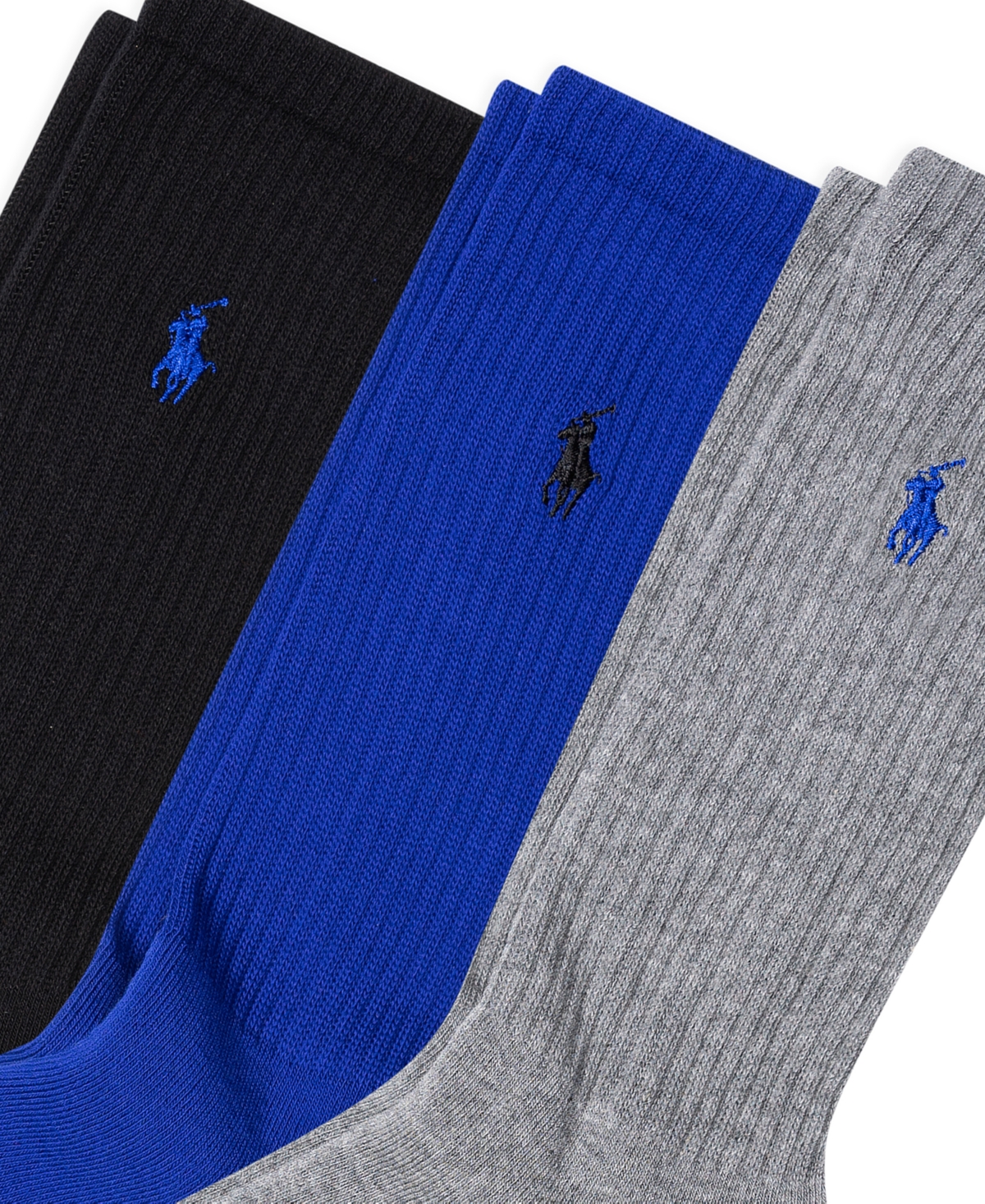 Polo Ralph Lauren 3 Pack Ribbed Cushion Foot Crew Men's Socks
