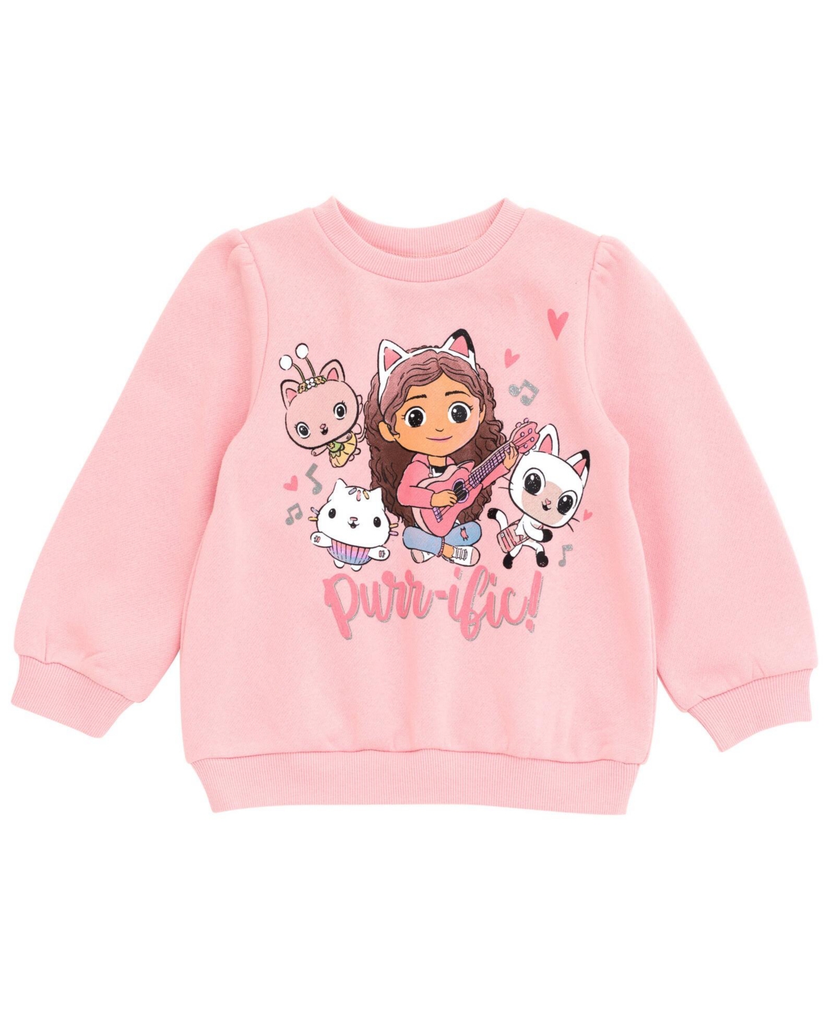 Dreamworks Gabby's Dollhouse Girls Pandy Paws Cakey Cat Kitty Fairy Fleece Sweatshirt and Pants Set to -/ gray