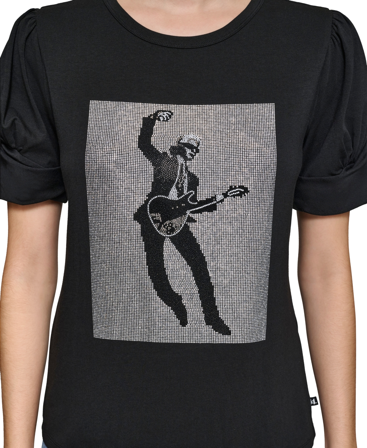 Karl Lagerfeld Paris Women's Embellished Crewneck Rockstar T-Shirt