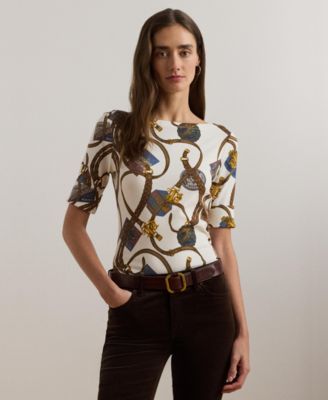 Lauren Ralph Lauren Women's Print Stretch Cotton Boatneck