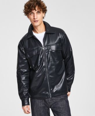 Tinsel - Men's Zip Front Faux-Leather Shirt Jacket