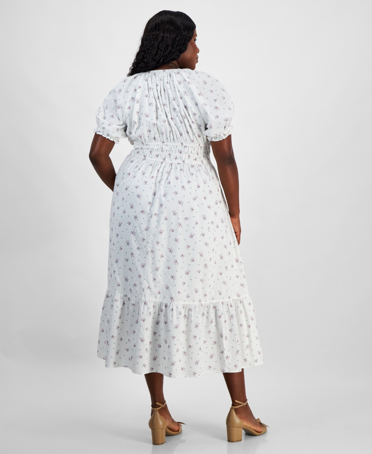 And Now This Women's Short-Sleeve Clip-Dot Midi Dress, Xxs-4X, Created for Macy's