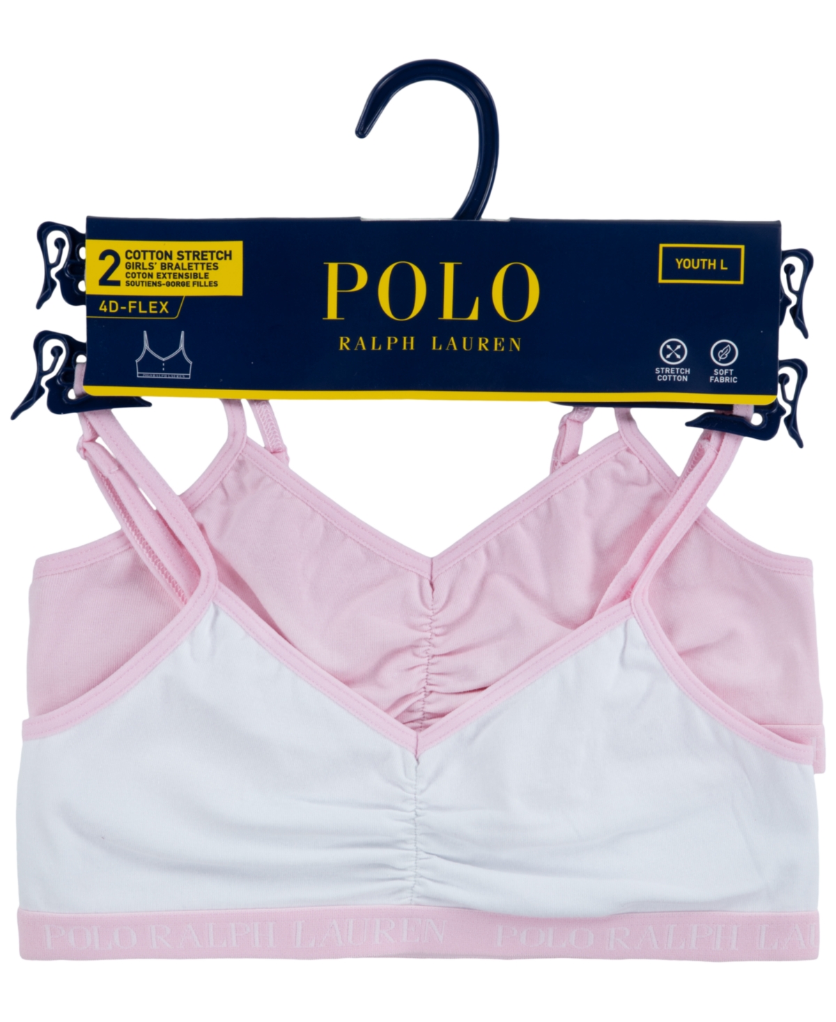 Polo Ralph Lauren Big Girls Bralettes, Pack of 2