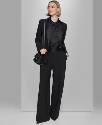 KARL LAGERFELD PARIS Women's One-Button Tuxedo Jacket, Long-Sleeve