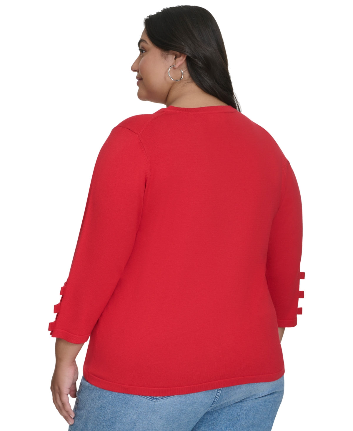 Karl Lagerfeld Paris Plus Size V-Neck Bow-Sleeve Top, Created for Macy's