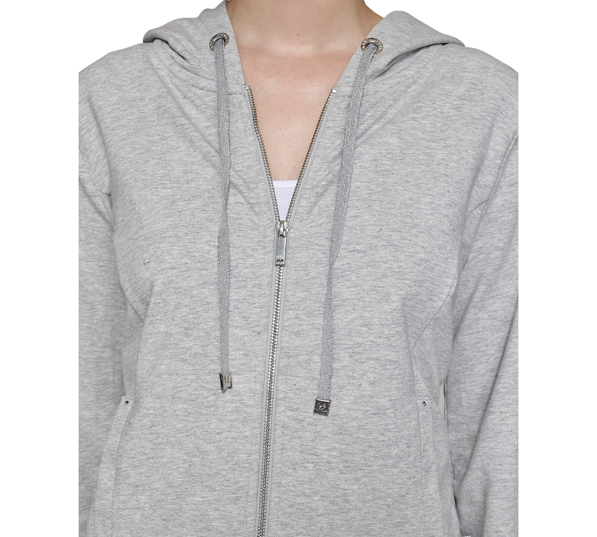 Karl Lagerfeld Paris Women's Embellished Logo Zip Up Hoodie