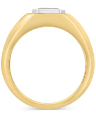 EFFY&reg; Men's White Sapphire Bezel Ring (1-1/20 ct. t.w.) in Gold-Plated Sterling Silver