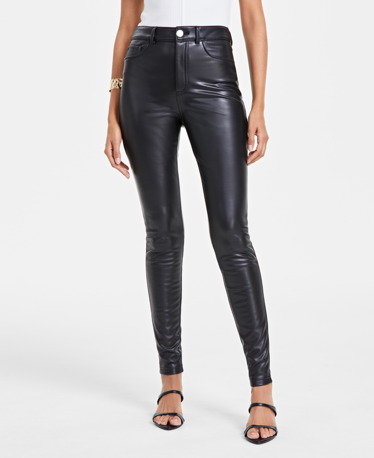 Inc International Concepts Women's Faux-leather Skinny Pants, Created For Macy's In Brown Saira