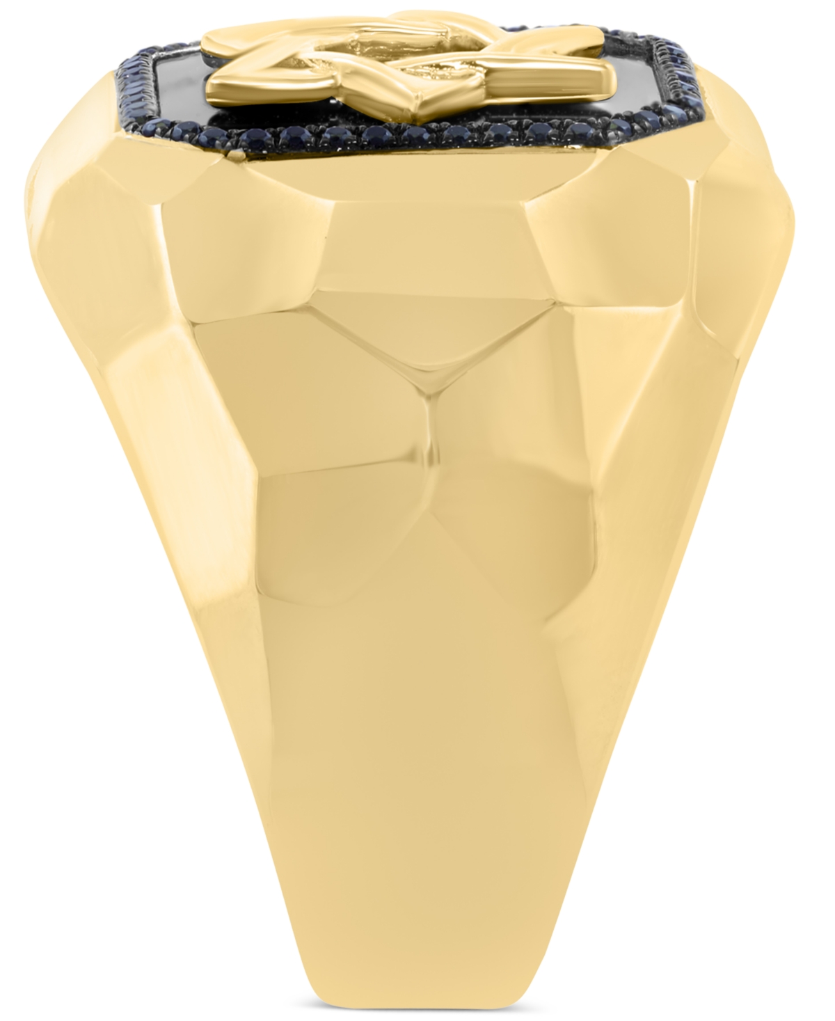 Effy Collection Effy Men's Onyx & Black Spinel (1/5 Ct. T.w.) Star Of David Ring In Sterling Silver & 14k Gold-plate In 14k Yellow