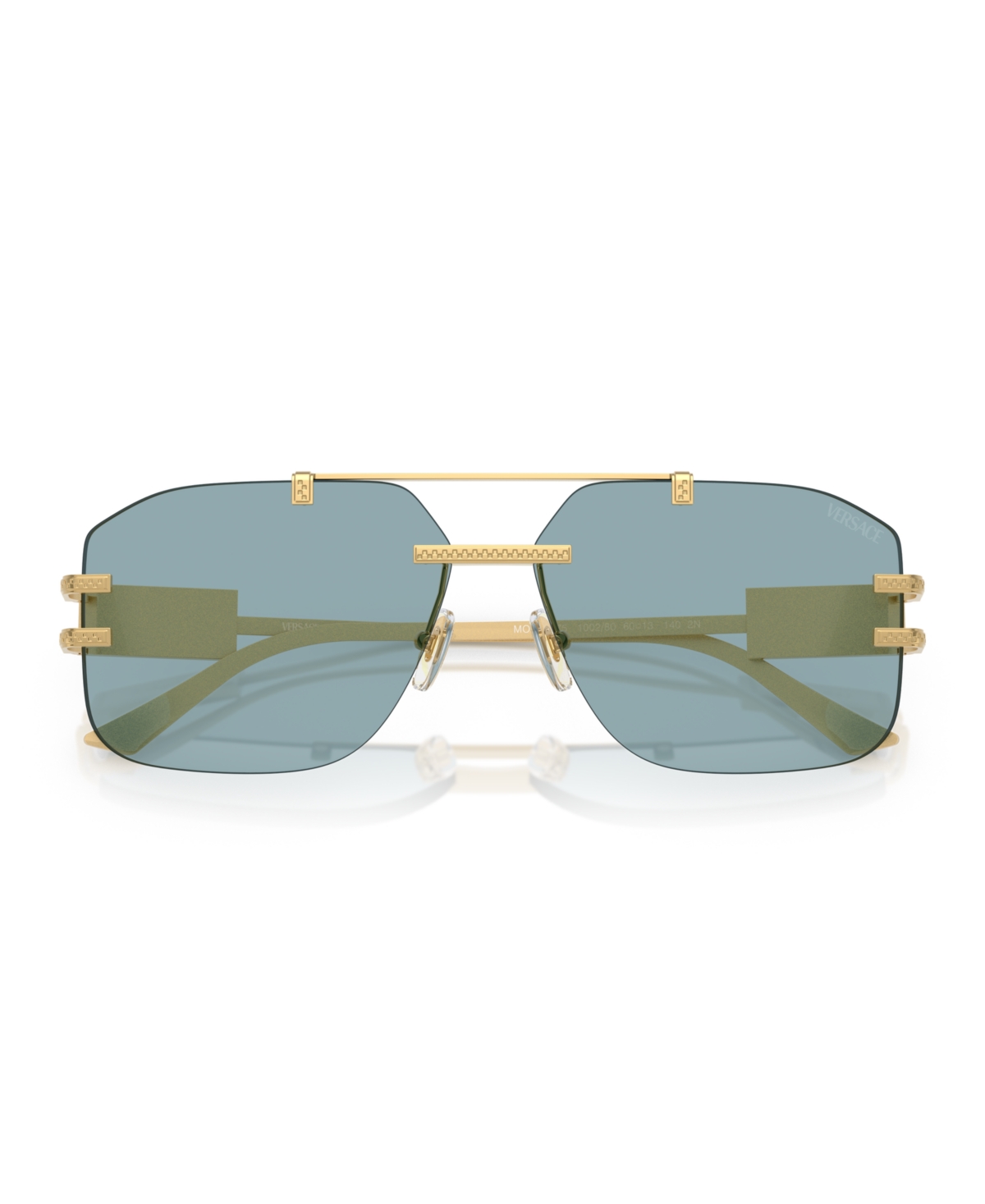 Versace Gold Damier Plaque Sunglasses In Gold,blue