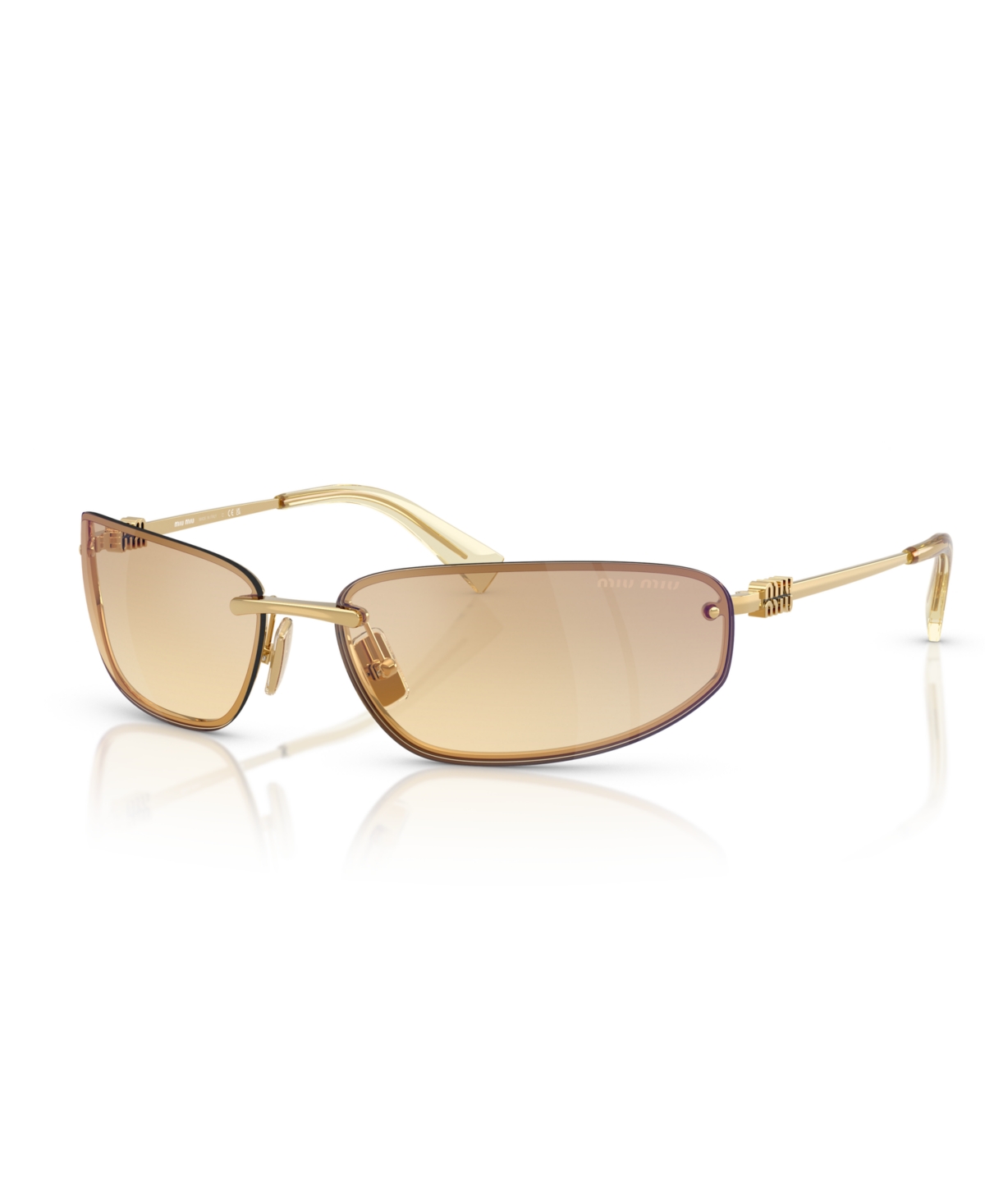 Miu Miu Womens Gold Mu A50s Oval-frame Metal Sunglasses In Gold