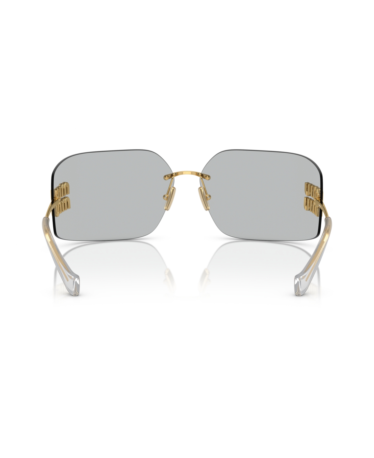 Miu Miu Mu 54ys 80 Rimless Titanium Wrap Sunglasses In Gold,gray