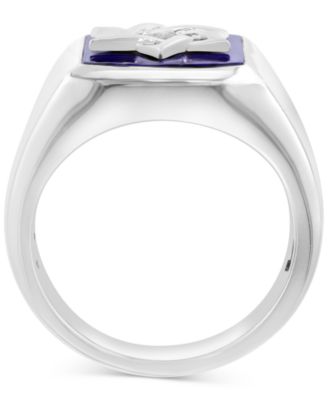 EFFY&reg; Men's Lapis Lazuli & Star of David Polished Ring in Sterling Silver