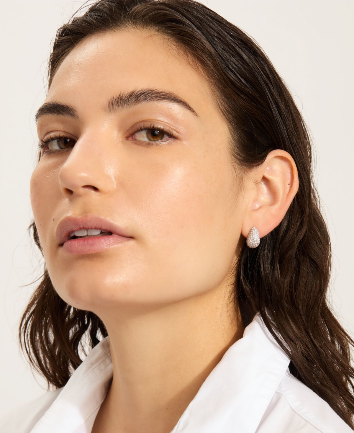 Adornia Sterling Silver Plated Teardrop Pave Earrings In Silver