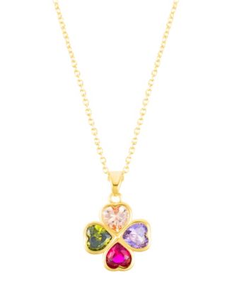 Adjustable Clear Crystal Heart Clover Necklace