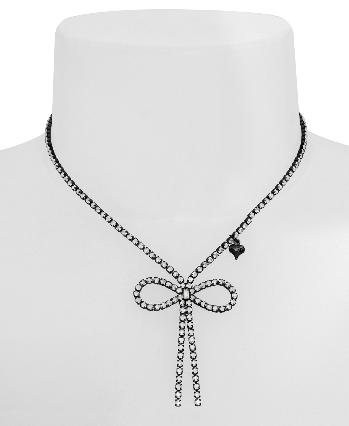 BETSEY JOHNSON FAUX STONE BOW PENDANT RHINESTONE NECKLACE 