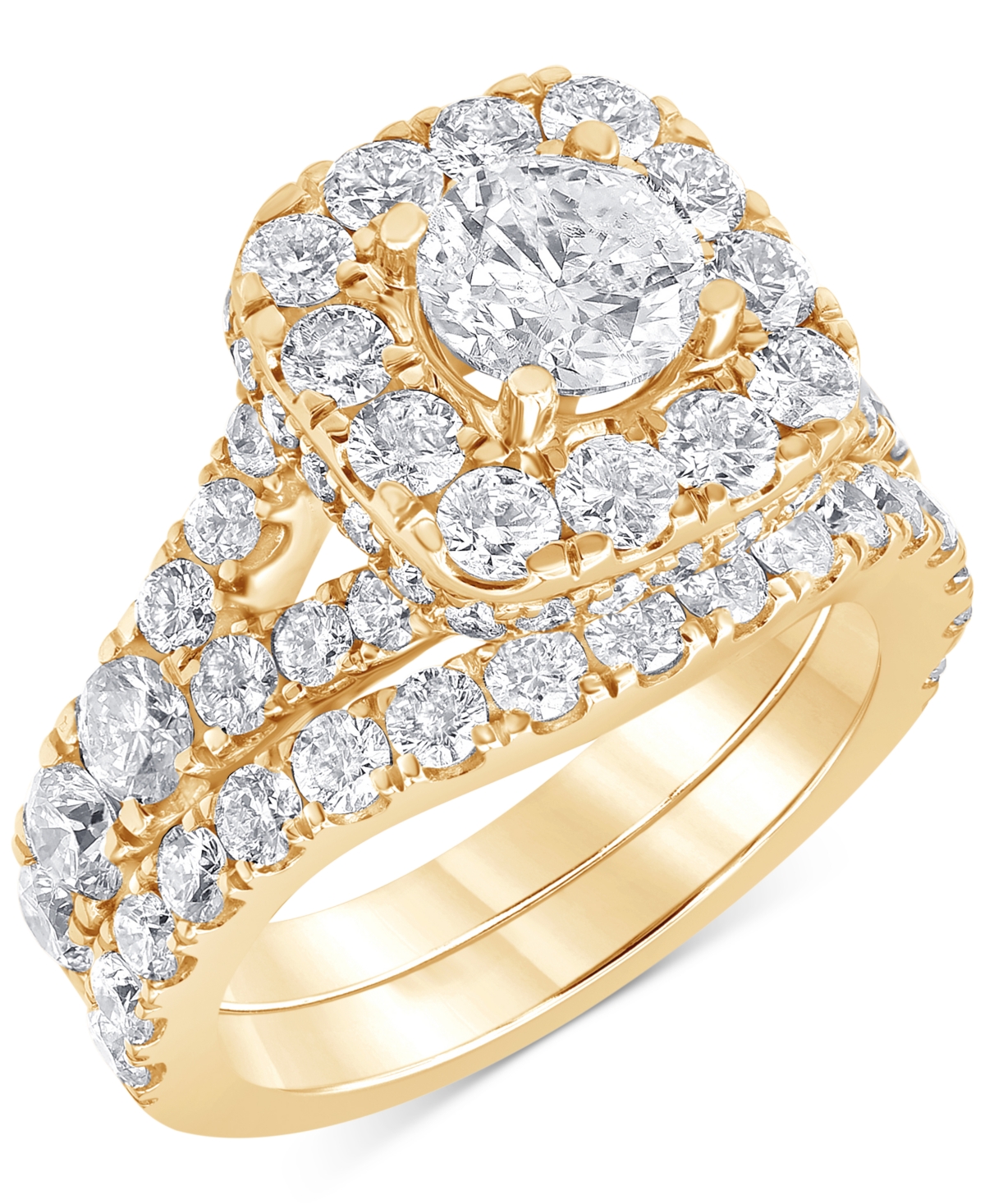 Diamond Bridal Set 4 ct tw in 14k White Yellow or Rose Gold  Yellow Gold