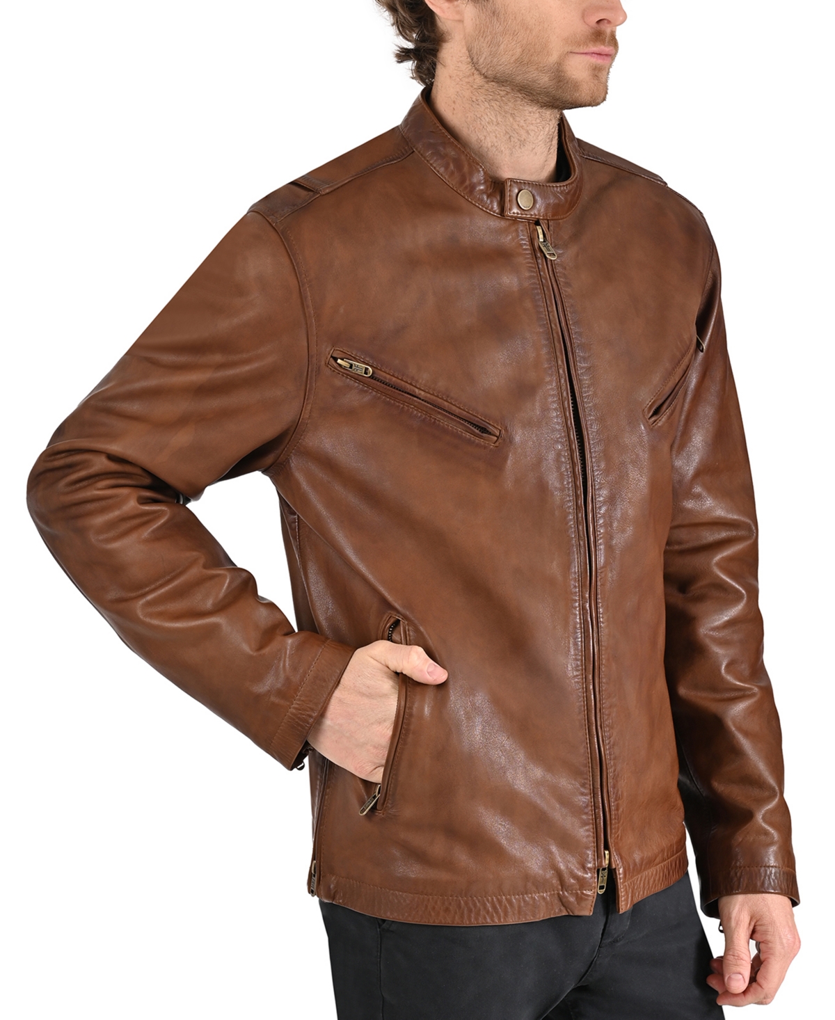 Frye Men's Modern Cafe Racer Leather Jacket