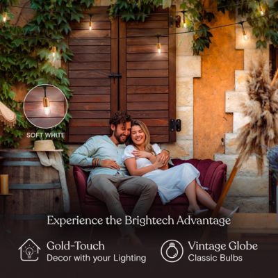 Outdoor Plug-In 48ft Weatherproof LED String Lights, Gold Hardware & Heavy Duty Cord