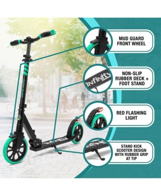 Kick Scooter Adult Teenagers Kids- 2 Wheel Kids Scooter with Adjustable T-Bar Handlebar - Alloy Anti-Slip Deck - Portable Folding Scooters for Kids with Carrying Strap - Leopard