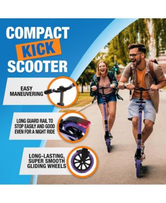 Kick Scooter Adult Teenagers Kids- 2 Wheel Kids Scooter with Adjustable T-Bar Handlebar - Alloy Anti-Slip Deck - Portable Folding Scooters for Kids with Carrying Strap - Leopard