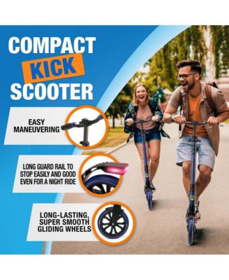 Kick Scooter Adult Teenagers Kids- 2 Wheel Kids Scooter with Adjustable T-Bar Handlebar - Alloy Anti-Slip Deck - Portable Folding Scooters for Kids with Carrying Strap - Leopard