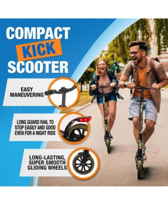 Kick Scooter Adult Teenagers Kids- 2 Wheel Kids Scooter with Adjustable T-Bar Handlebar - Alloy Anti-Slip Deck - Portable Folding Scooters for Kids with Carrying Strap - Leopard