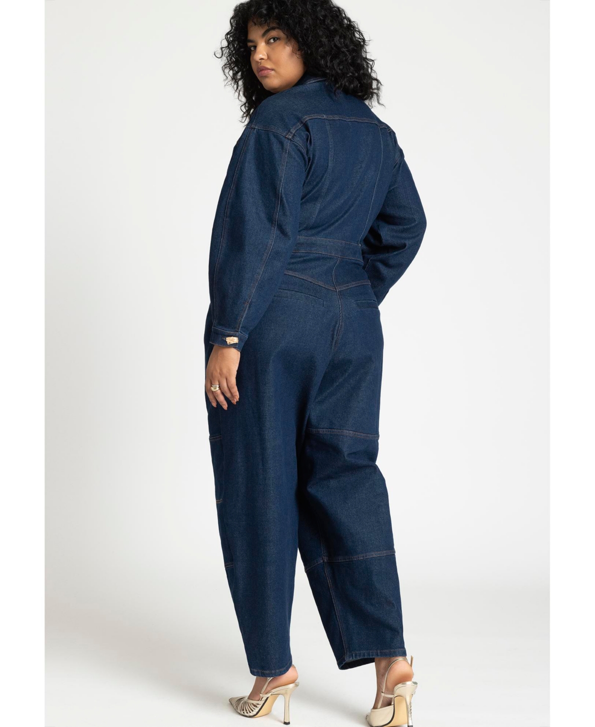 Eloquii Women's Gold Hardware Denim Jumpsuit