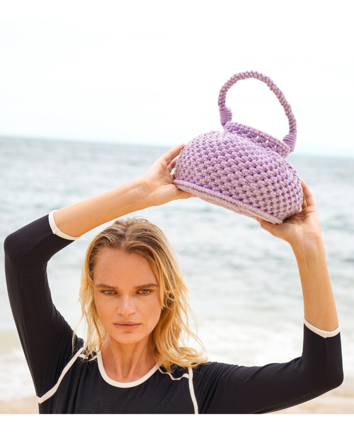 Brunna.co Purple Naga Macrame Bucket Bag