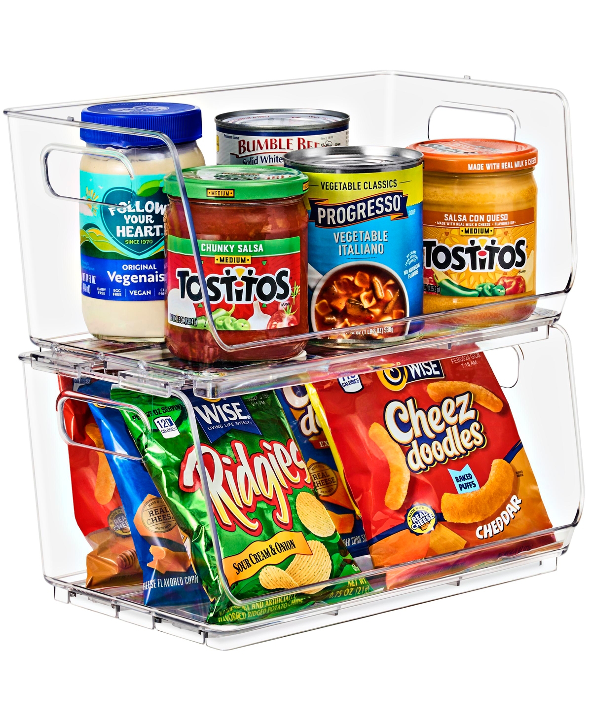 Stackable Storage Bins Open Front - Clear Stackable Storage Bins - Pantry Bins for Storage and Organization - Acrylic Stackable Bins for Kitche