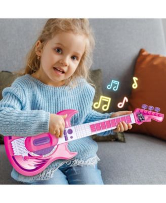 Pink Kids Guitar and Microphone Set - Adjustable Stand, Musical Toy
