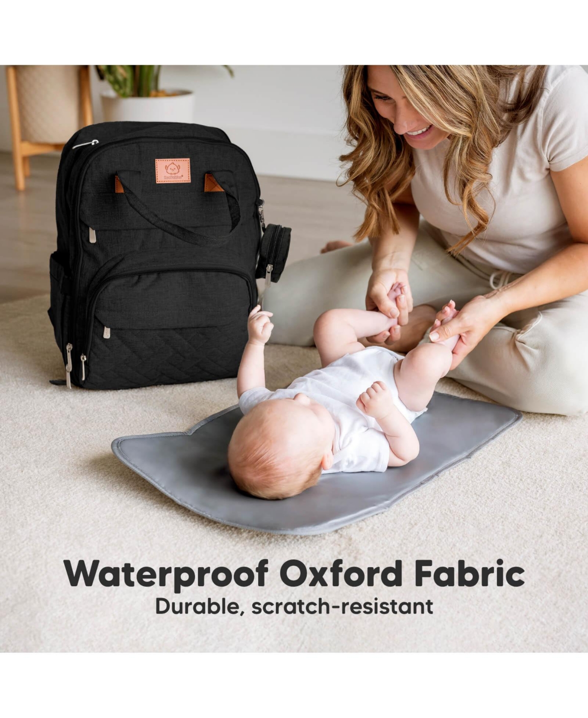 KeaBabies Rove Diaper Bag with Changing Pad, Waterproof Baby Bag, Travel Diaper