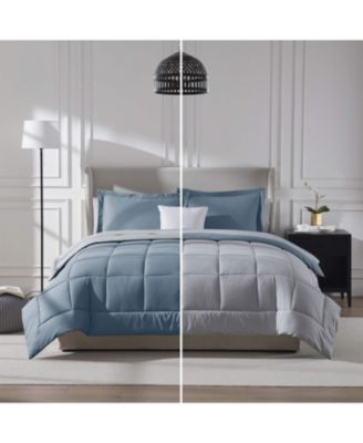 7 Piece Reversible Complete Bed in a Bag - Cal King - Linen/Light Grey