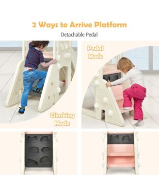 6-In-1 Large Slide for Kids Toddler Climber Slide Playset w/ Basketball Hoop