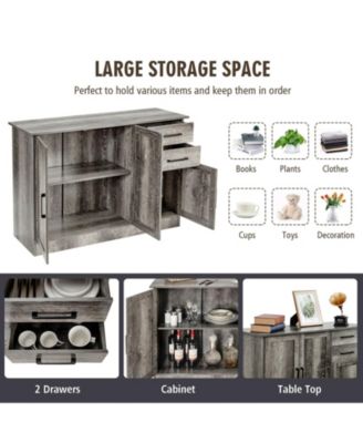 Buffet Storage Cabinet with 2-Door Cabinet and 2 Drawers