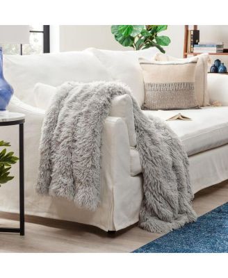 Premium Soft, Fuzzy Solid Faux Long Fur Blanket, Throw